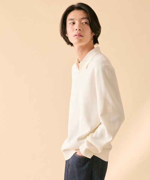 AIGLE(エーグル)の「ロングスリーブ プルオーバー スキッパーネックポロニットシャツ(ニット/セーター・メンズ・ホワイト/ベージュ・XL/S/L/M/XS)」の8枚目の写真
