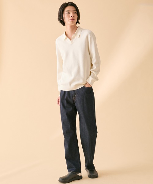 AIGLE(エーグル)の「ロングスリーブ プルオーバー スキッパーネックポロニットシャツ(ニット/セーター・メンズ・ホワイト/ベージュ・XL/S/L/M/XS)」の5枚目の写真