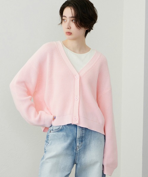 Lee(リー)の「Lee/リー ニットカーディガン(ニット/セーター・レディース・ピンク/ネイビー・MEDIUM/LARGE)」の3枚目の写真