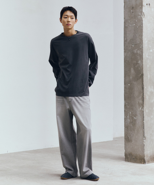 MINDBRIDGE(マインドブリッジ)の「コットン100% ピグメントオーバーサイズTシャツ(Tシャツ/カットソー・メンズ・グレー・100/95/105)」の2枚目の写真