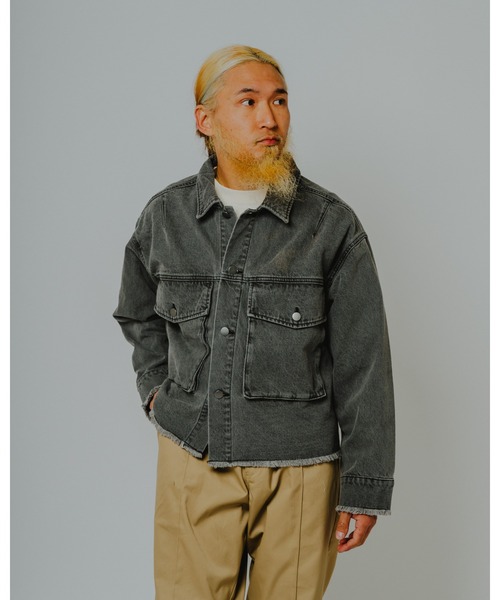 BIG MIKE(ビッグマイク)の「BIG MIKE ビックマイク / カットオフ ショートデニムジャケット ワイドシルエット Gジャン 短丈 大型胸ポケット //// 102616204(デニムジャケット・メンズ・ブラック/インディゴブルー・MEDIUM/LARGE)」の17枚目の写真