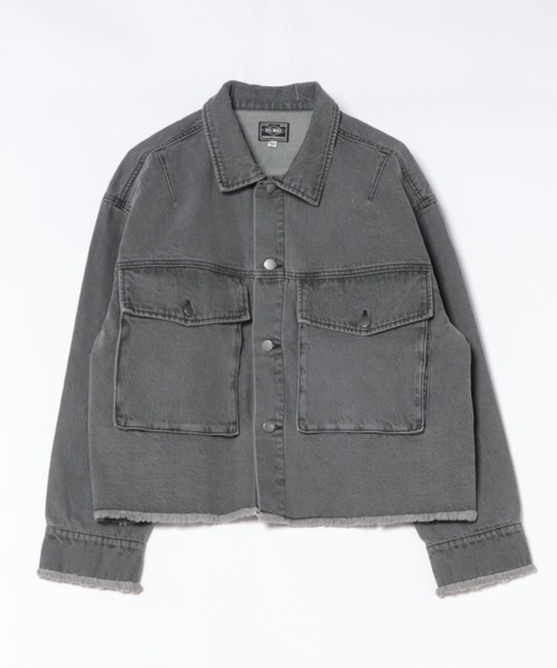 BIG MIKE(ビッグマイク)の「BIG MIKE ビックマイク / カットオフ ショートデニムジャケット ワイドシルエット Gジャン 短丈 大型胸ポケット //// 102616204(デニムジャケット・メンズ・ブラック/インディゴブルー・MEDIUM/LARGE)」の18枚目の写真