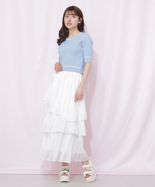 JILL by JILL STUART（ジルバイジルスチュアート）の「ミニケーブルコンパクトニット（ニット/セーター・レディース・ホワイト/ネイビー/ブルー・FREE）」の6枚目の写真