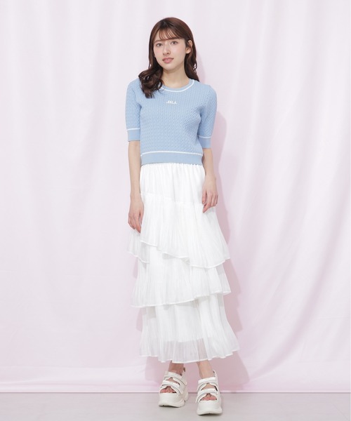 JILL by JILL STUART（ジルバイジルスチュアート）の「ミニケーブルコンパクトニット（ニット/セーター・レディース・ホワイト/ネイビー/ブルー・FREE）」の7枚目の写真