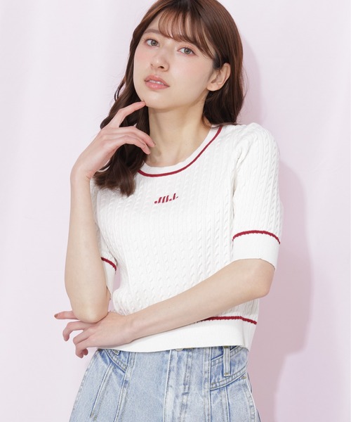 JILL by JILL STUART（ジルバイジルスチュアート）の「ミニケーブルコンパクトニット（ニット/セーター・レディース・ホワイト/ネイビー/ブルー・FREE）」の11枚目の写真