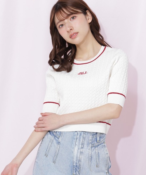 JILL by JILL STUART（ジルバイジルスチュアート）の「ミニケーブルコンパクトニット（ニット/セーター・レディース・ホワイト/ネイビー/ブルー・FREE）」の12枚目の写真