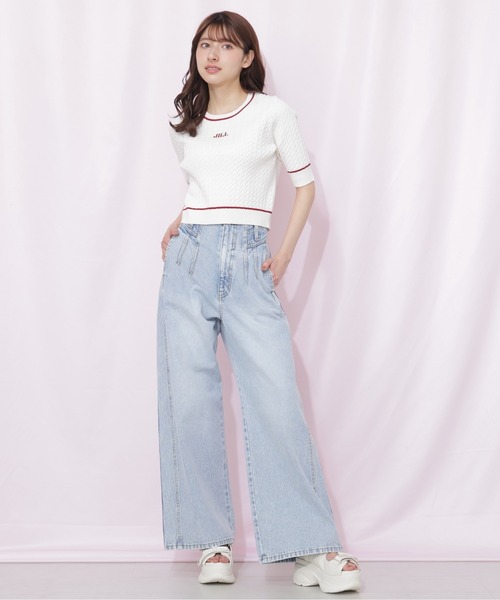 JILL by JILL STUART（ジルバイジルスチュアート）の「ミニケーブルコンパクトニット（ニット/セーター・レディース・ホワイト/ネイビー/ブルー・FREE）」の14枚目の写真