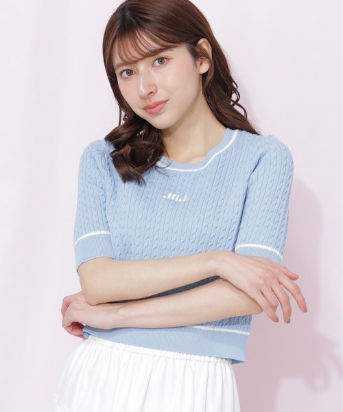 JILL by JILL STUART（ジルバイジルスチュアート）の「ミニケーブルコンパクトニット（ニット/セーター・レディース・ホワイト/ネイビー/ブルー・FREE）」の5枚目の写真