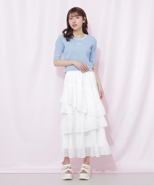 JILL by JILL STUART（ジルバイジルスチュアート）の「ミニケーブルコンパクトニット（ニット/セーター・レディース・ホワイト/ネイビー/ブルー・FREE）」の8枚目の写真