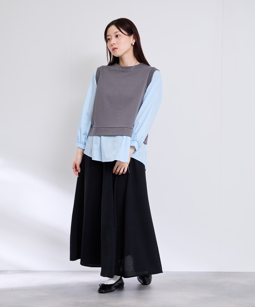 Mac-House（マックハウス）の「Free nature　イージーフレアスカート（スカート・レディース・ブラック/ブルー・M/L）」の10枚目の写真
