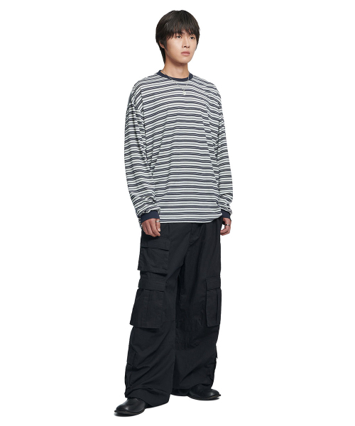 NOMANUAL(NOMANUAL)の「OFFBEAT STRIPE LONG SLEEVE TEE - BLACK(Tシャツ/カットソー・レディース・その他・SMALL/MEDIUM/LARGE/X-LARGE)」の9枚目の写真