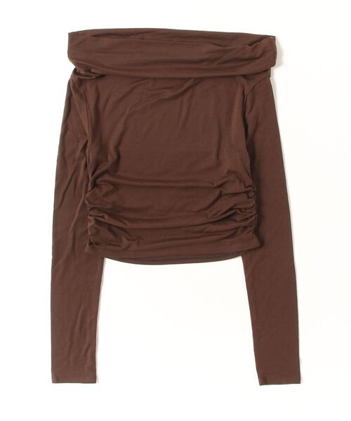 CLANE（クラネ）の「DRAPED OFF SHOULDER SOFT CUT T（Tシャツ/カットソー・メンズ・ホワイト/ブラウン/ブラック・1/2）」の3枚目の写真