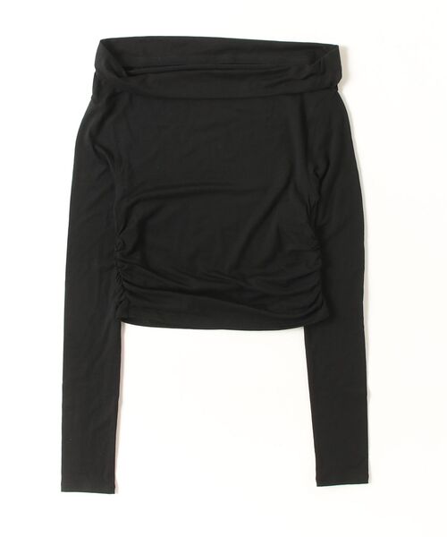 CLANE（クラネ）の「DRAPED OFF SHOULDER SOFT CUT T（Tシャツ/カットソー・メンズ・ホワイト/ブラウン/ブラック・1/2）」の2枚目の写真