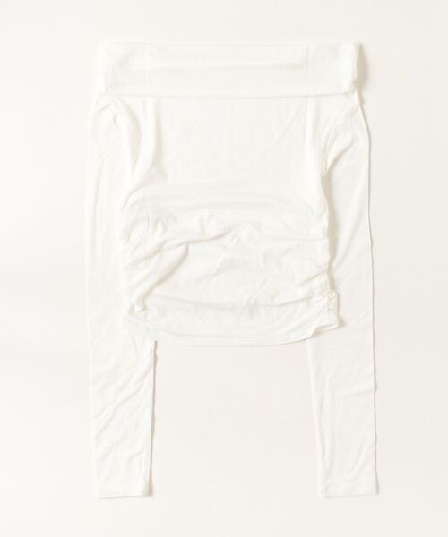 CLANE（クラネ）の「DRAPED OFF SHOULDER SOFT CUT T（Tシャツ/カットソー・メンズ・ホワイト/ブラウン/ブラック・1/2）」の4枚目の写真