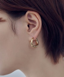 【金属アレルギー軽減】ウェービー ライン フープ ワンタッチ ステンレス ピアス