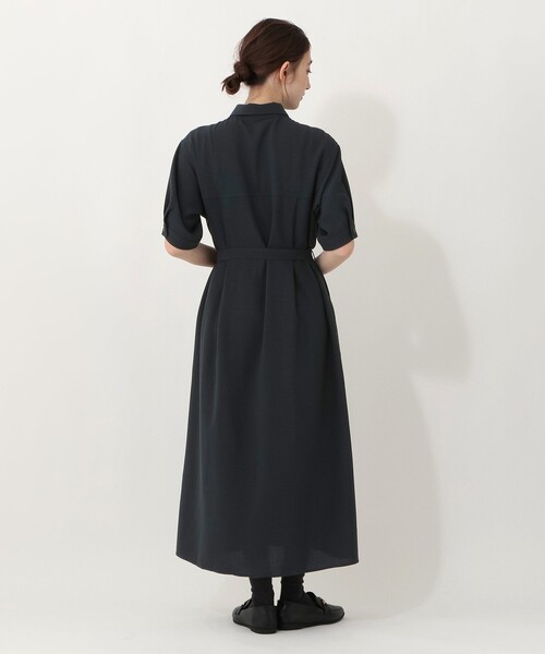 Afternoon Tea（アフタヌーンティー）の「麻調シャツワンピース（ワンピース・レディース・ネイビー・MEDIUM）」の2枚目の写真