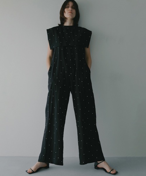 【ともとも】湘南乃風 つなぎ オールインワン ブラック　Mサイズ DOT EMBROIDERY ALL IN ONE（つなぎ/オールインワン）｜MANOF（マノフ