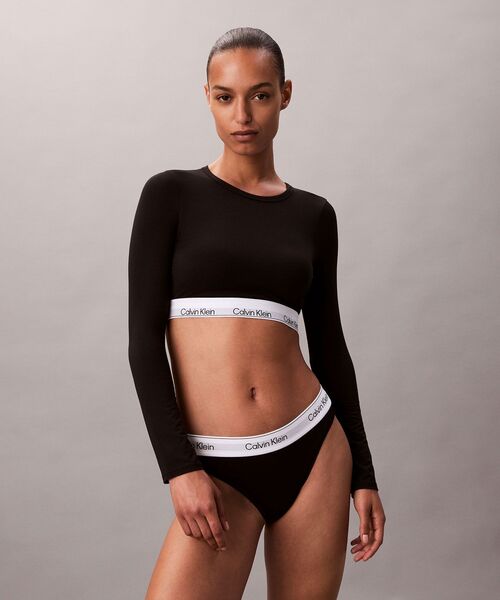 Calvin Klein(カルバン・クライン)の「Icon Cotton ロングスリーブ Tシャツ ブラレット(ブラジャー・レディース・ライトグレー/ブラック・L/M/S)」の2枚目の写真