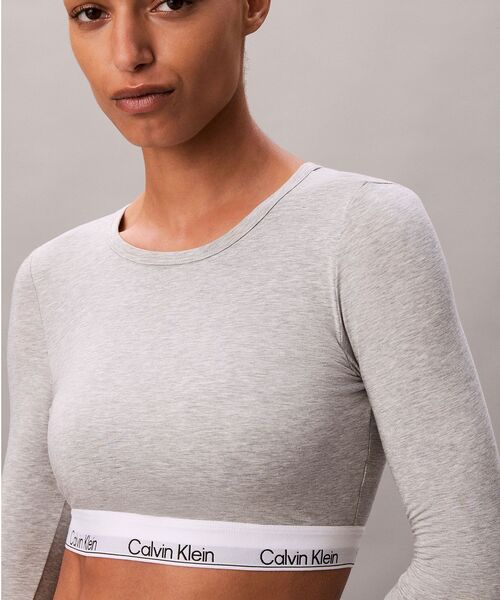 Calvin Klein(カルバン・クライン)の「Icon Cotton ロングスリーブ Tシャツ ブラレット(ブラジャー・レディース・ライトグレー/ブラック・L/M/S)」の3枚目の写真