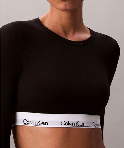 Calvin Klein(カルバン・クライン)の「Icon Cotton ロングスリーブ Tシャツ ブラレット(ブラジャー・レディース・ライトグレー/ブラック・L/M/S)」の7枚目の写真