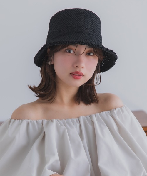 polcadot（ポルカドット）の「サーモフリンジ バケットハット/軽量 サマーハット UVカット帽子（ハット・レディース・ライトグレー/ベージュ/ブラック・FREE）」の2枚目の写真