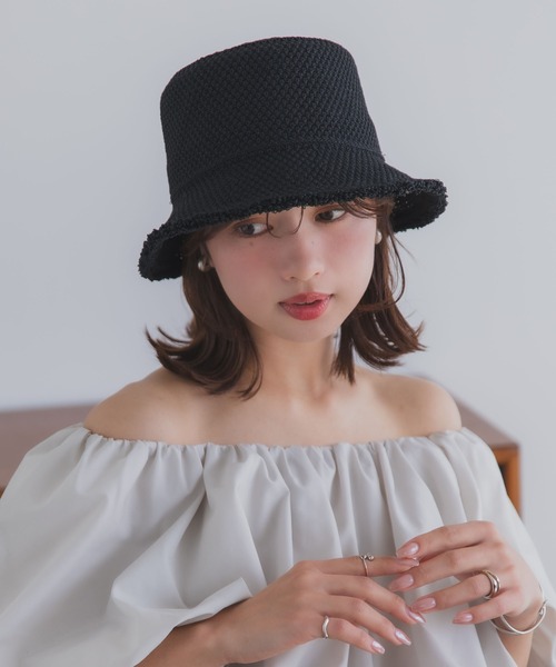 polcadot（ポルカドット）の「サーモフリンジ バケットハット/軽量 サマーハット UVカット帽子（ハット・レディース・ライトグレー/ベージュ/ブラック・FREE）」の17枚目の写真