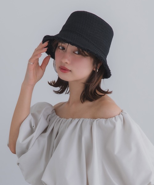 polcadot（ポルカドット）の「サーモフリンジ バケットハット/軽量 サマーハット UVカット帽子（ハット・レディース・ライトグレー/ベージュ/ブラック・FREE）」の21枚目の写真