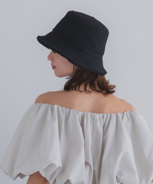 polcadot（ポルカドット）の「サーモフリンジ バケットハット/軽量 サマーハット UVカット帽子（ハット・レディース・ライトグレー/ベージュ/ブラック・FREE）」の4枚目の写真