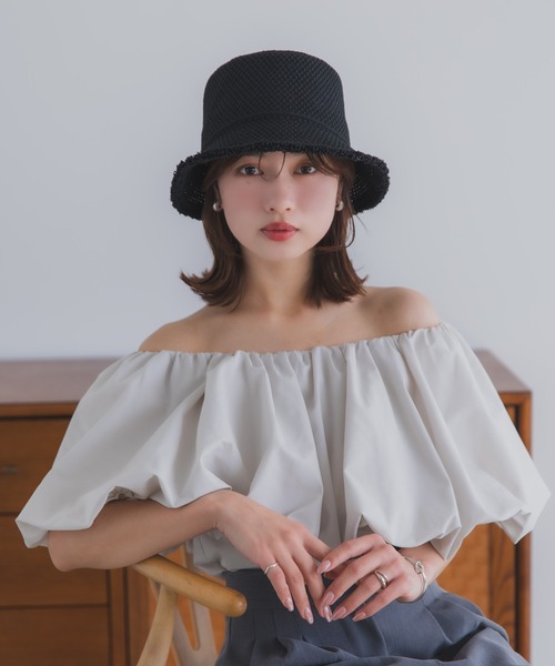 polcadot（ポルカドット）の「サーモフリンジ バケットハット/軽量 サマーハット UVカット帽子（ハット・レディース・ライトグレー/ベージュ/ブラック・FREE）」の7枚目の写真