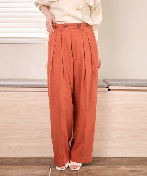 mysty woman(ミスティウーマン)の「デザインボタンストレートパンツ 666539(その他パンツ・レディース・ダークオレンジ/ブラック/ベージュ・SMALL/MEDIUM)」の3枚目の写真