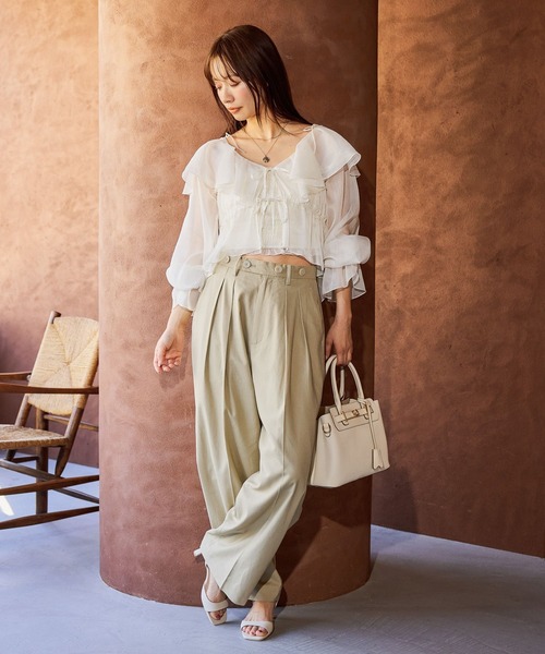 mysty woman(ミスティウーマン)の「デザインボタンストレートパンツ 666539(その他パンツ・レディース・ダークオレンジ/ブラック/ベージュ・SMALL/MEDIUM)」の10枚目の写真