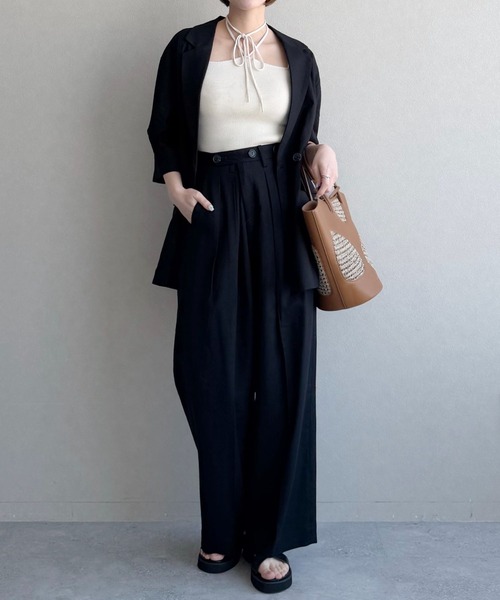 mysty woman(ミスティウーマン)の「デザインボタンストレートパンツ 666539(その他パンツ・レディース・ダークオレンジ/ブラック/ベージュ・SMALL/MEDIUM)」の14枚目の写真