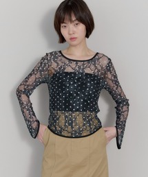 leimn | ドットレースチュールシアートップス(Tシャツ/カットソー)