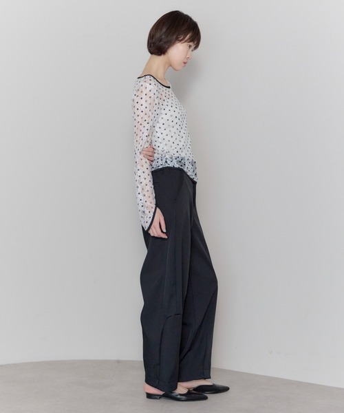 leimn（レイムン）の「ドットレースチュールシアートップス（Tシャツ/カットソー・レディース・ホワイト/ブラック・FREE）」の3枚目の写真