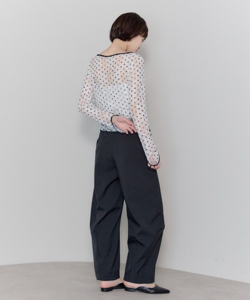 leimn（レイムン）の「ドットレースチュールシアートップス（Tシャツ/カットソー・レディース・ホワイト/ブラック・FREE）」の4枚目の写真