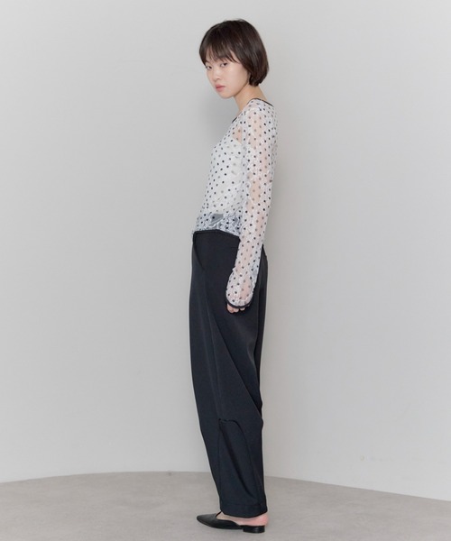 leimn（レイムン）の「ドットレースチュールシアートップス（Tシャツ/カットソー・レディース・ホワイト/ブラック・FREE）」の6枚目の写真