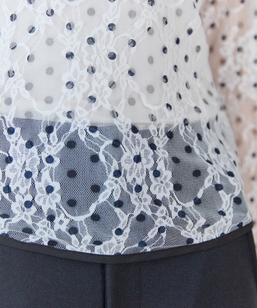 leimn（レイムン）の「ドットレースチュールシアートップス（Tシャツ/カットソー・レディース・ホワイト/ブラック・FREE）」の11枚目の写真