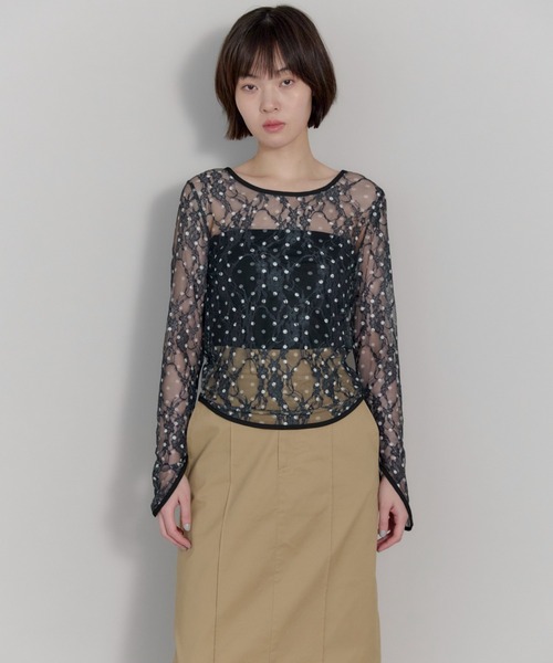 leimn（レイムン）の「ドットレースチュールシアートップス（Tシャツ/カットソー・レディース・ホワイト/ブラック・FREE）」の12枚目の写真