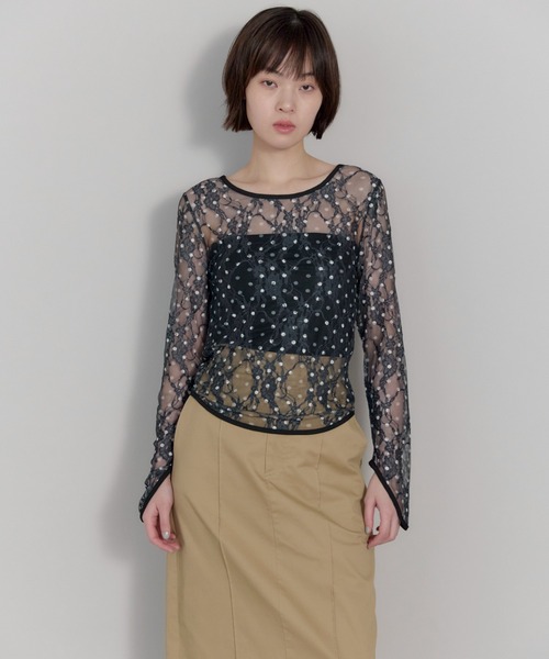 leimn（レイムン）の「ドットレースチュールシアートップス（Tシャツ/カットソー・レディース・ホワイト/ブラック・FREE）」の13枚目の写真