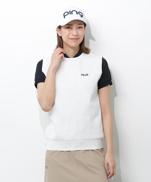 PING(ピン)の「【PING APPAREL】ニットベスト <GOLD> (LADIES)(ベスト・レディース・ホワイト/グレー/ブラック・LL/L/S/M)」の1枚目の写真