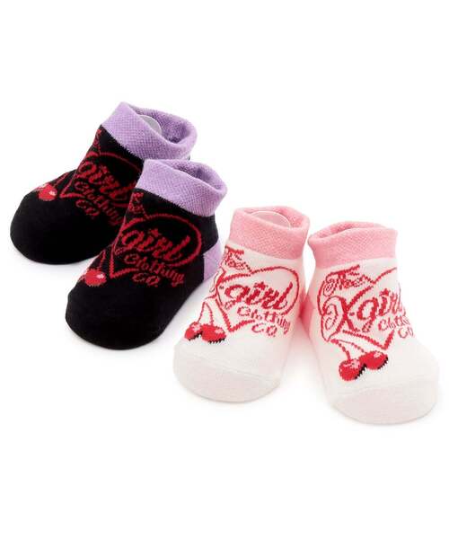 X-girl Stages（エックスガールステージス）の「MIXロゴ ベビーソックス（ベビーシューズ/ベビーソックス・キッズ・ブラック/オフホワイト・F）」の7枚目の写真