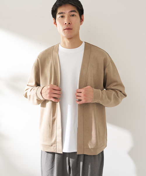 B.C STOCK（ベーセーストック）の「ライトスウェードトッパーカーディガン（カーディガン/ボレロ・メンズ・グレー/ベージュ/ネイビー/ブルー系その他・MEDIUM/LARGE）」の2枚目の写真