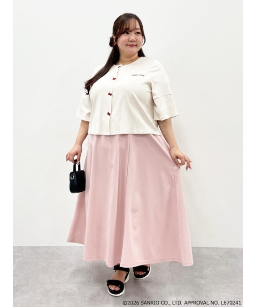 sanrio（サンリオ）の「＜大きいサイズ＞【ハローキティ】Aラインフレアカットワンピース marun（ワンピース・レディース・ピンク/ブラック・5L/4L/3L/LL/L）」の8枚目の写真
