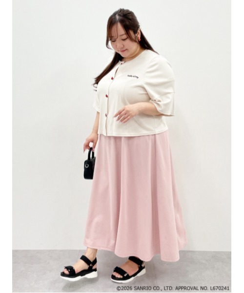 sanrio（サンリオ）の「＜大きいサイズ＞【ハローキティ】Aラインフレアカットワンピース marun（ワンピース・レディース・ピンク/ブラック・5L/4L/3L/LL/L）」の9枚目の写真