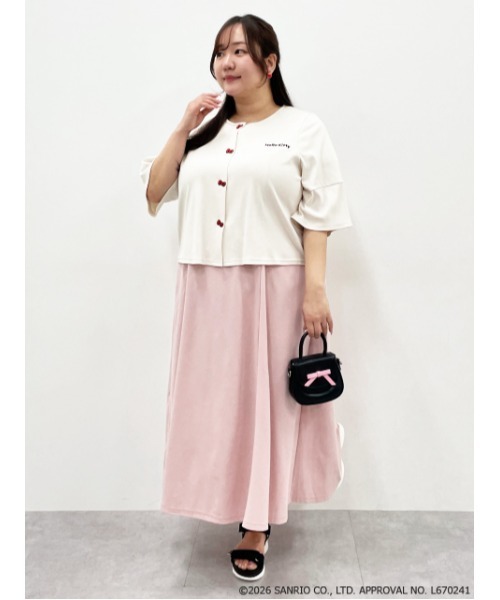 sanrio（サンリオ）の「＜大きいサイズ＞【ハローキティ】Aラインフレアカットワンピース marun（ワンピース・レディース・ピンク/ブラック・5L/4L/3L/LL/L）」の10枚目の写真