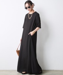 CHIC STYLE | Aライン5分袖マキシワンピース＜大きいサイズ有＞シックスタイル(ワンピース)