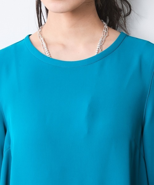 CHIC STYLE(シックスタイル)の「Aライン5分袖マキシワンピース<大きいサイズ有>シックスタイル(ワンピース・レディース・ターコイズブルー/ブラック・L/M/5L/4L/3L/LL)」の12枚目の写真