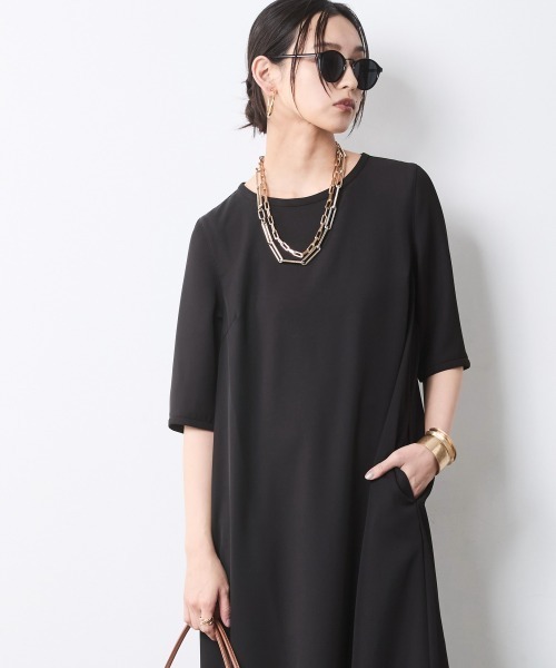 CHIC STYLE(シックスタイル)の「Aライン5分袖マキシワンピース<大きいサイズ有>シックスタイル(ワンピース・レディース・ターコイズブルー/ブラック・L/M/5L/4L/3L/LL)」の18枚目の写真