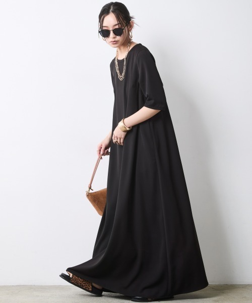 CHIC STYLE(シックスタイル)の「Aライン5分袖マキシワンピース<大きいサイズ有>シックスタイル(ワンピース・レディース・ターコイズブルー/ブラック・L/M/5L/4L/3L/LL)」の19枚目の写真
