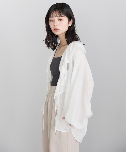 pocket（ポケット）の「フリルブラウス（シャツ/ブラウス・レディース・ブルー系その他/オフホワイト/ブラック・FREE）」の7枚目の写真